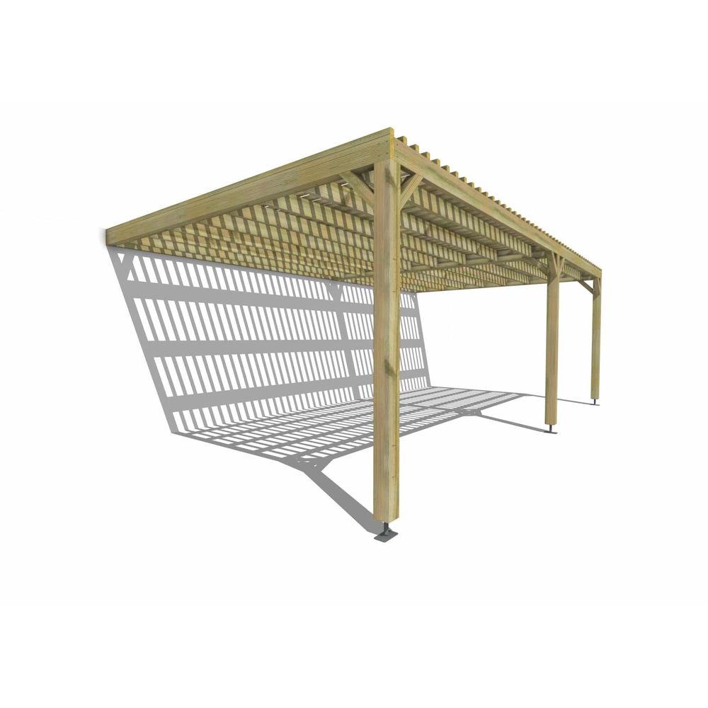 Pergola bois • 7m x 4m • adossée • sens largeur • lattage bois • livraison comprise