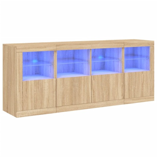 Buffet bahut commode armoire meuble de rangement organisateur cuisine salle de séjour salon avec lumières led sonoma 163 x 37