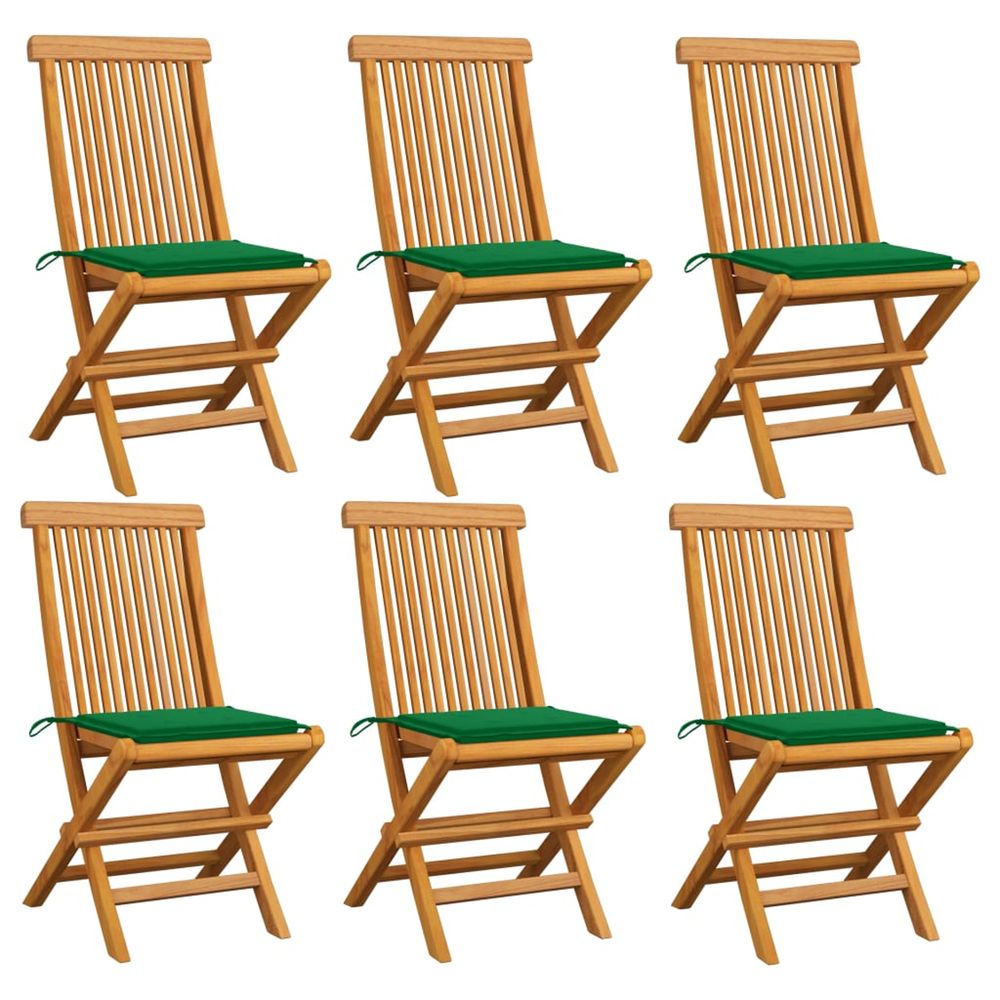 Chaises de jardin avec coussins vert 6