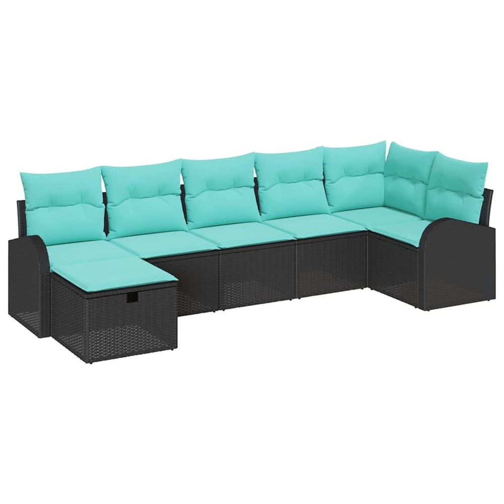 Ensemble de canapé de jardin 7 pc noir polyrotin