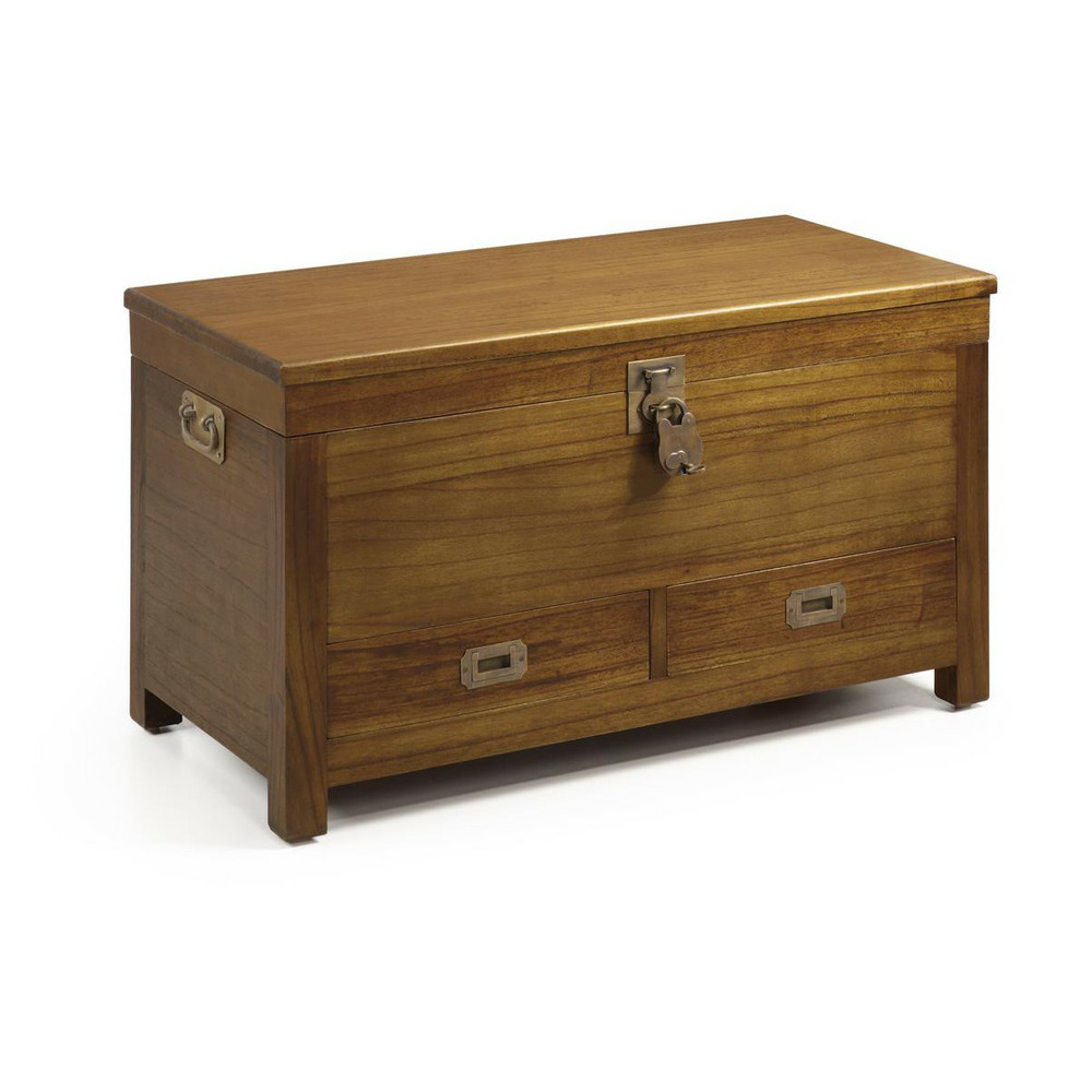 Coffre 2 tiroirs bronze bois-bronze marron - onéline décoration d'autrefois