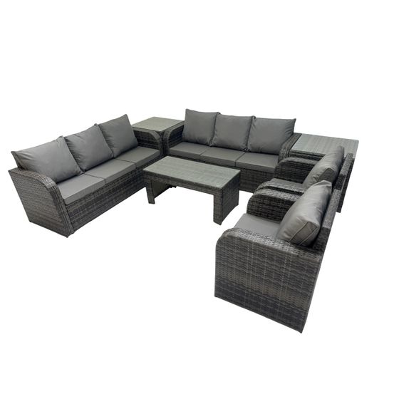Ensembles de salon de jardin avec chaise inclinable table basse 2 tables d'appoint gris foncé mixte