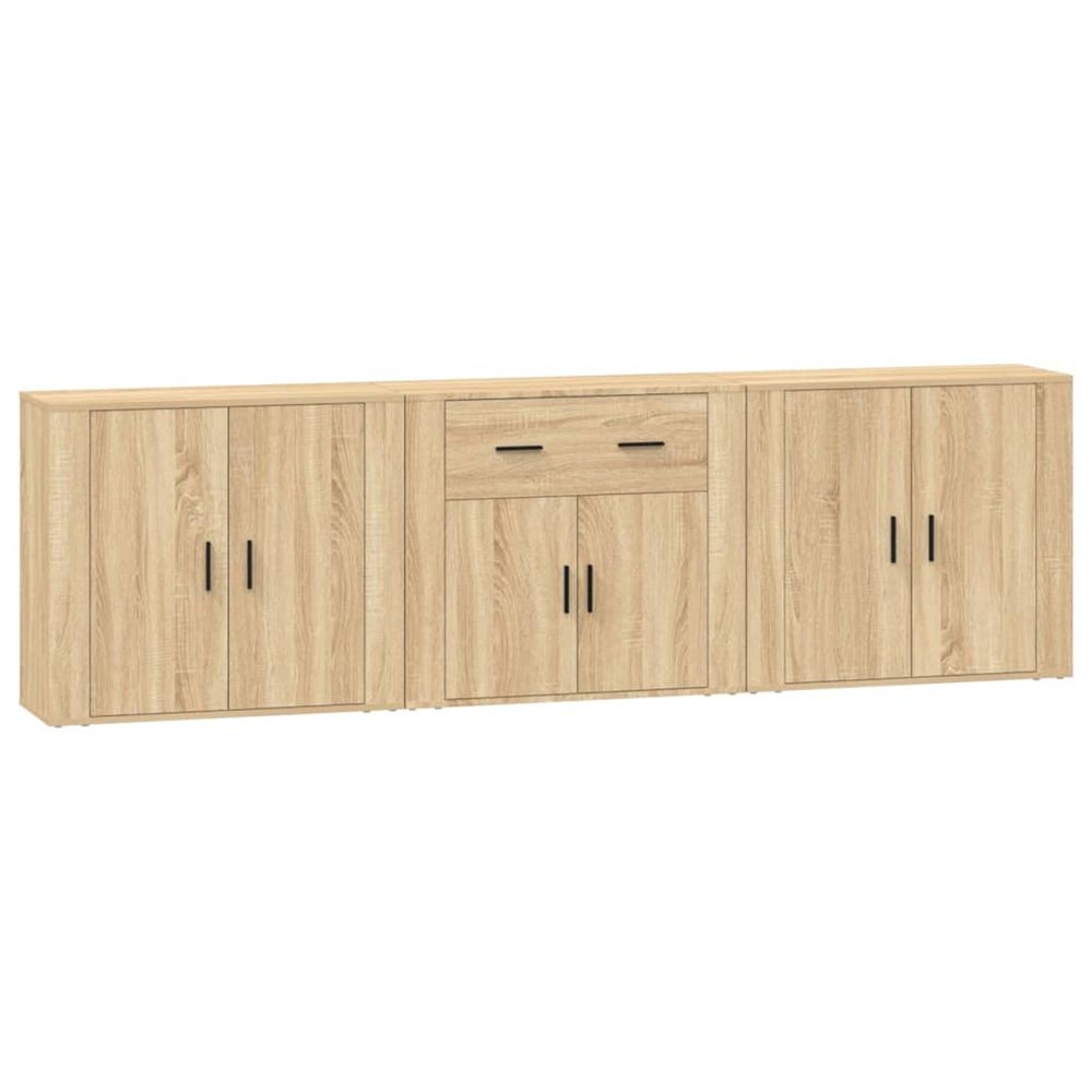Buffets 3 pcs chêne sonoma bois d'ingénierie