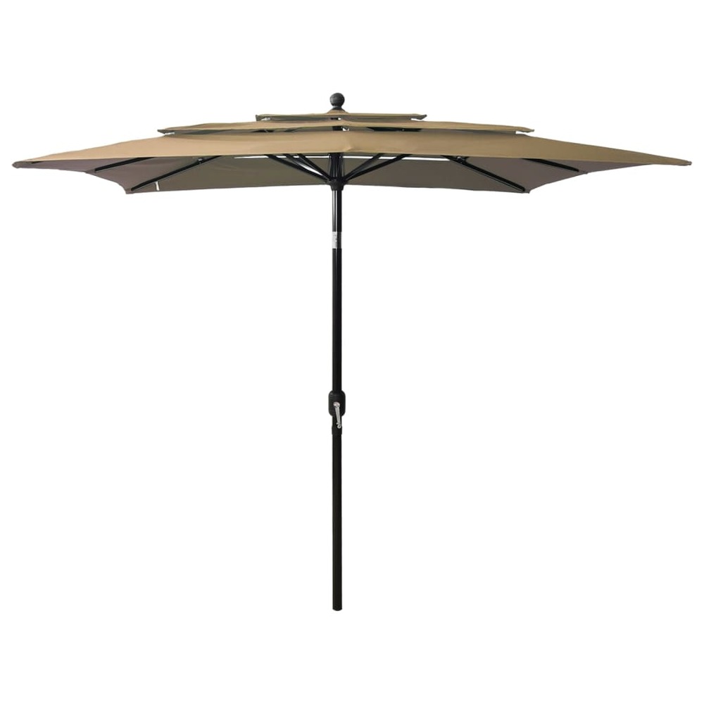Parasol à 3 niveaux avec mât en aluminium 2,5 x 2,5 m taupe