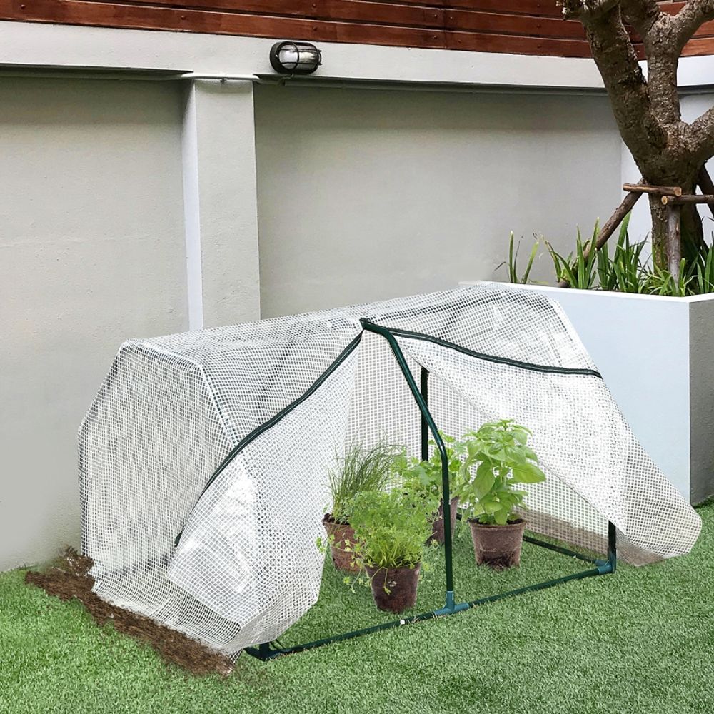 Mini serre de jardin acier et maille pe 99 x 71 x 60 cm balcon terrasse protection plantes - comfortxl outdoor living