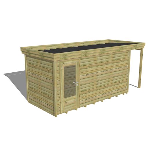 Abri de jardin bois pin traité autoclave 27mm - 5,34x2,14m / 11m2 - bac acier - plancher bois