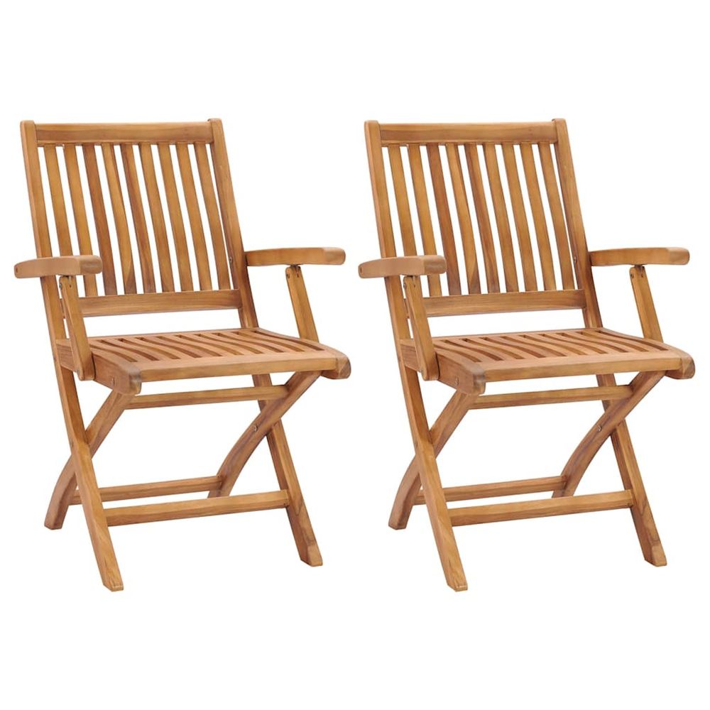 Chaises pliantes 2 pièces en bois de teck massif