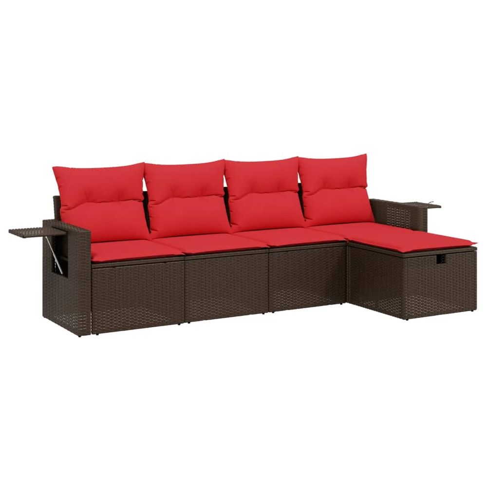 Ensemble de canapé de jardin 5 pcs avec coussins marron