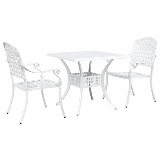 Ensemble de tables de jardin 3 pcs blanc aluminium coulé