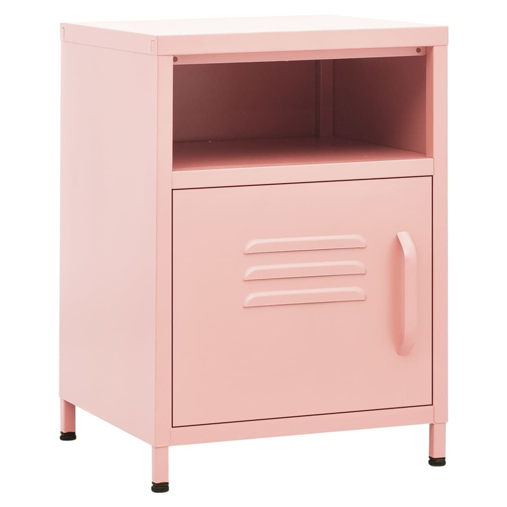 Table de chevet rose 35x35x51 cm acier