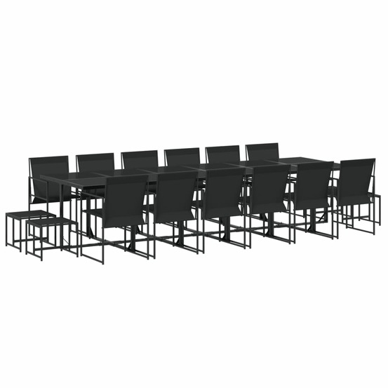 Ensemble à manger de jardin 17 pcs noir textilène