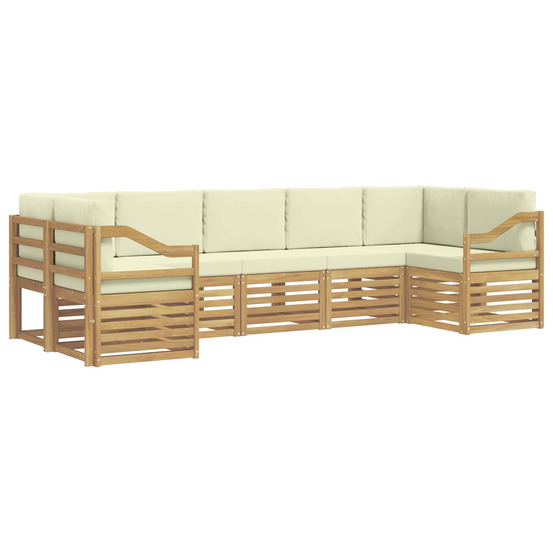 Ensemble de canapé d'angle 7 pcs blanc et crème polyester