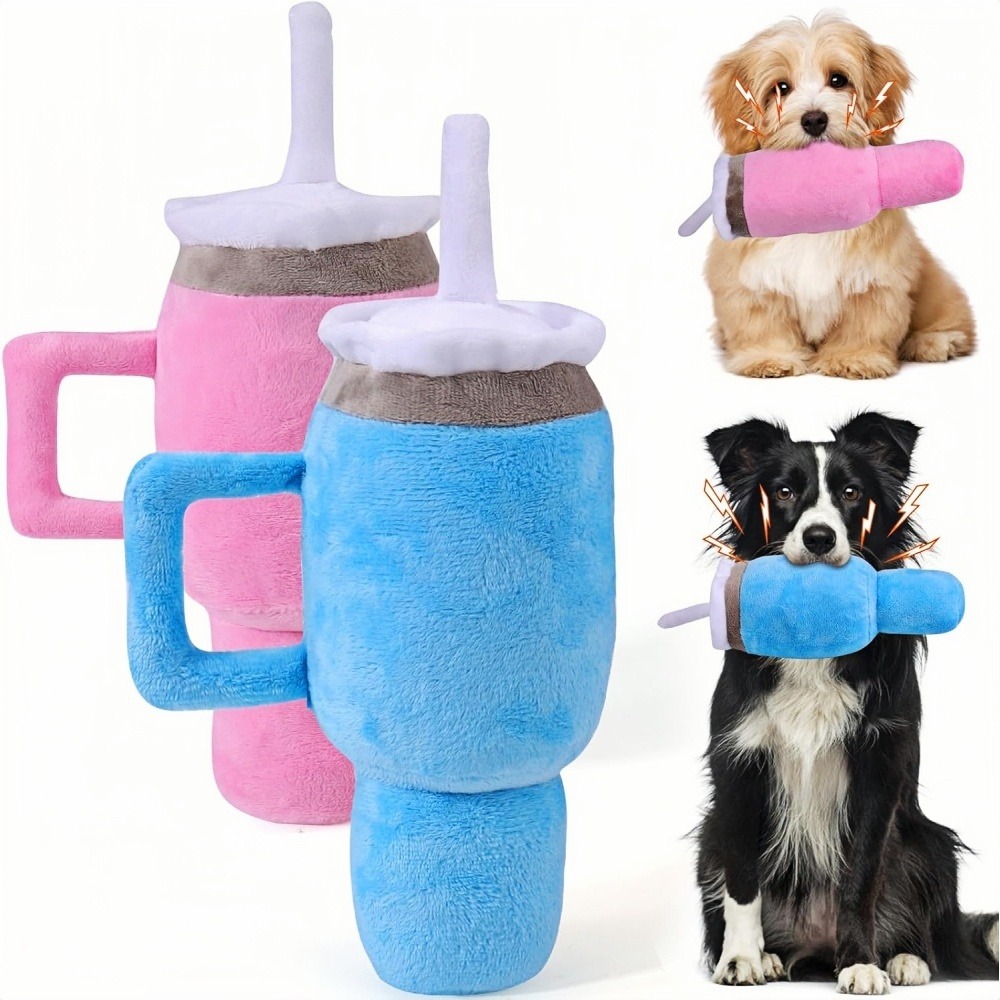 Jouet en peluche - pour dentition de chiots, grinçant, mignon avec tasse