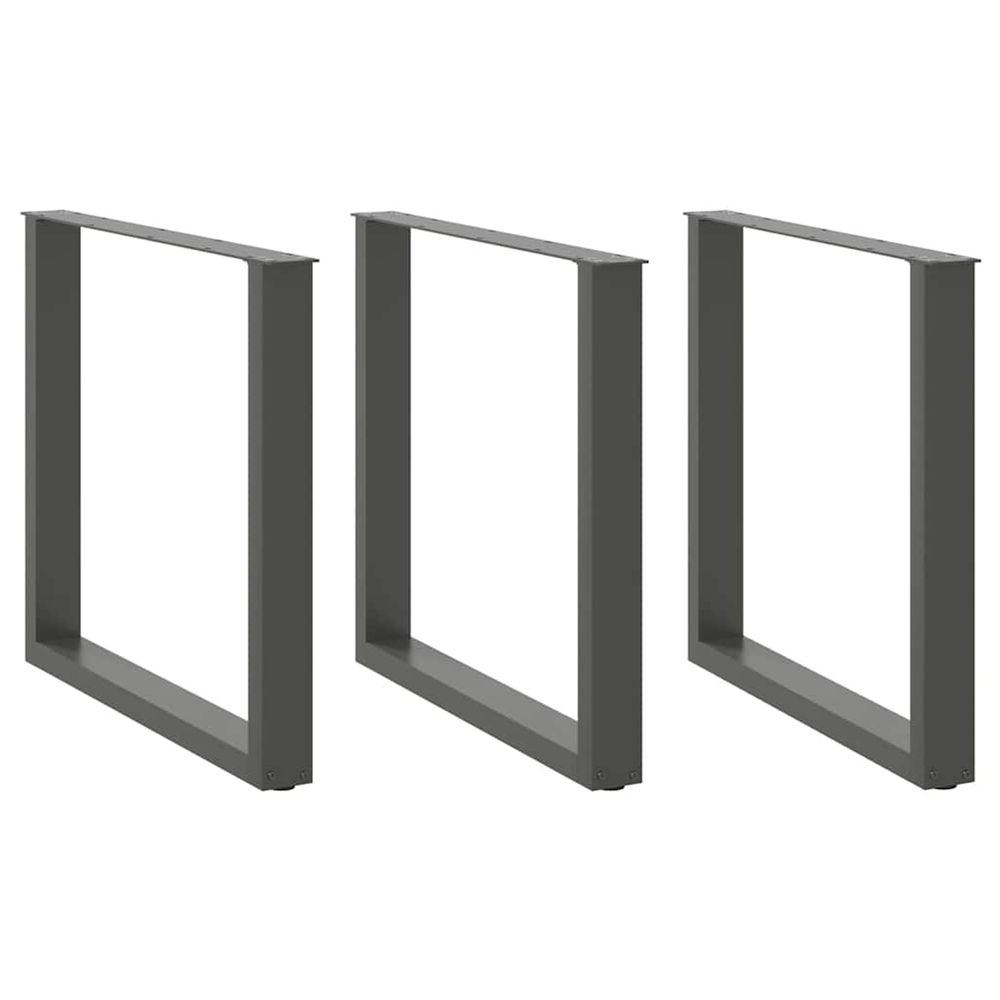 Pieds de table à manger en u 3 pièces anthracite 80 x (72-73) cm acier