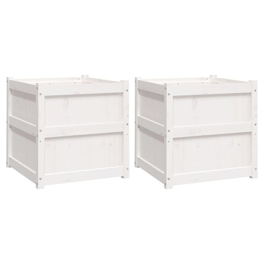 Jardinière d'extérieurs 2 pcs blanc bois de pin massif