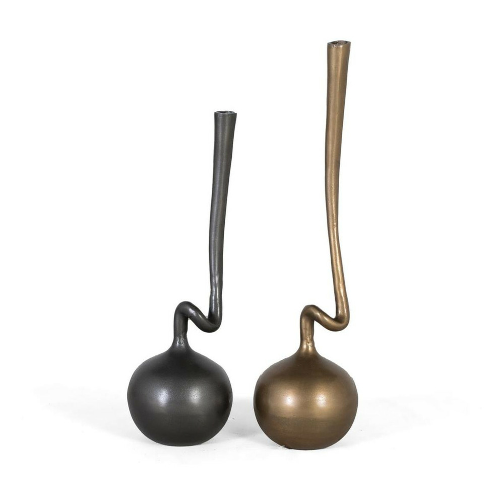 Lot de 2 vases aluminium or - décoration d'autrefois