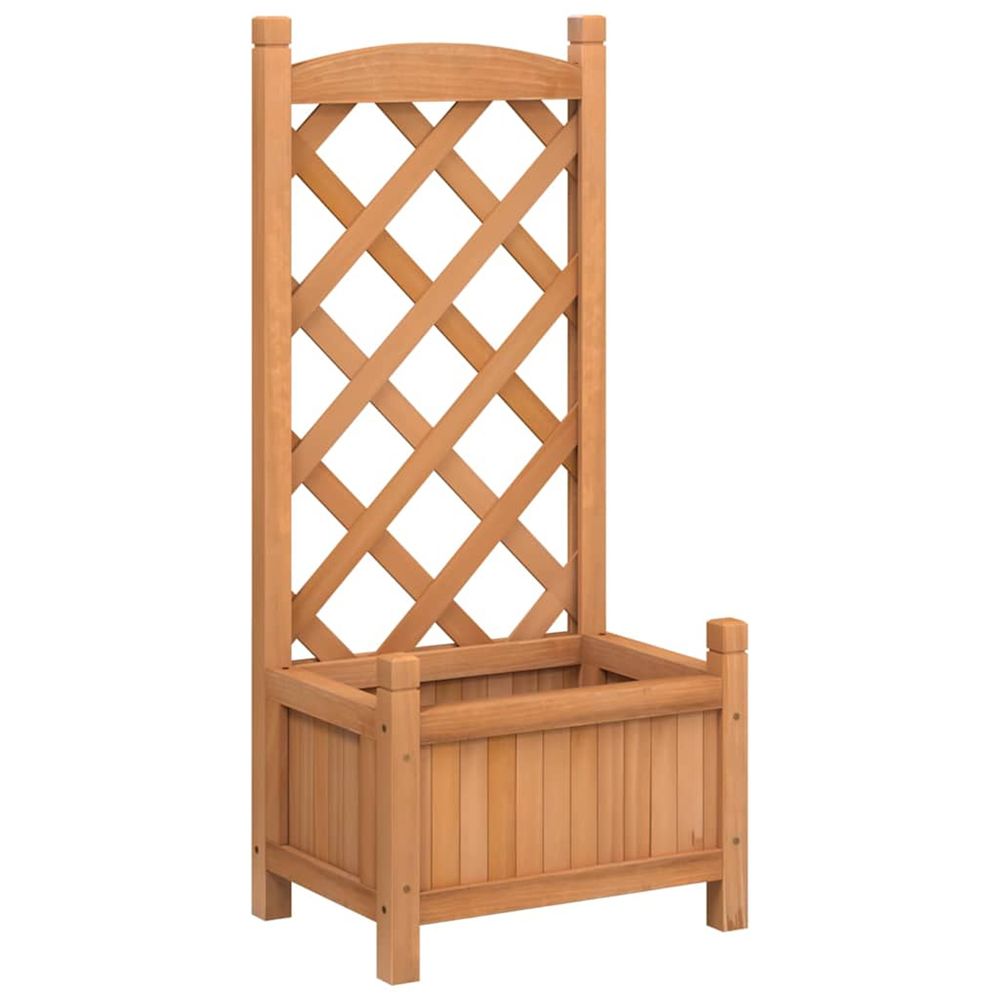 Jardinière d'extérieur avec treillis marron 40x30x90 cm bois massif de sapin