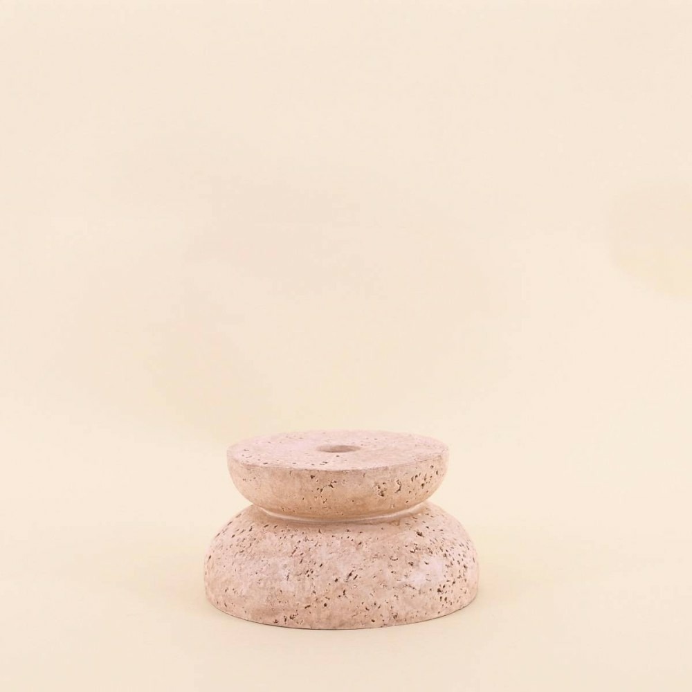 Bougeoir imitation travertin 13x7cm