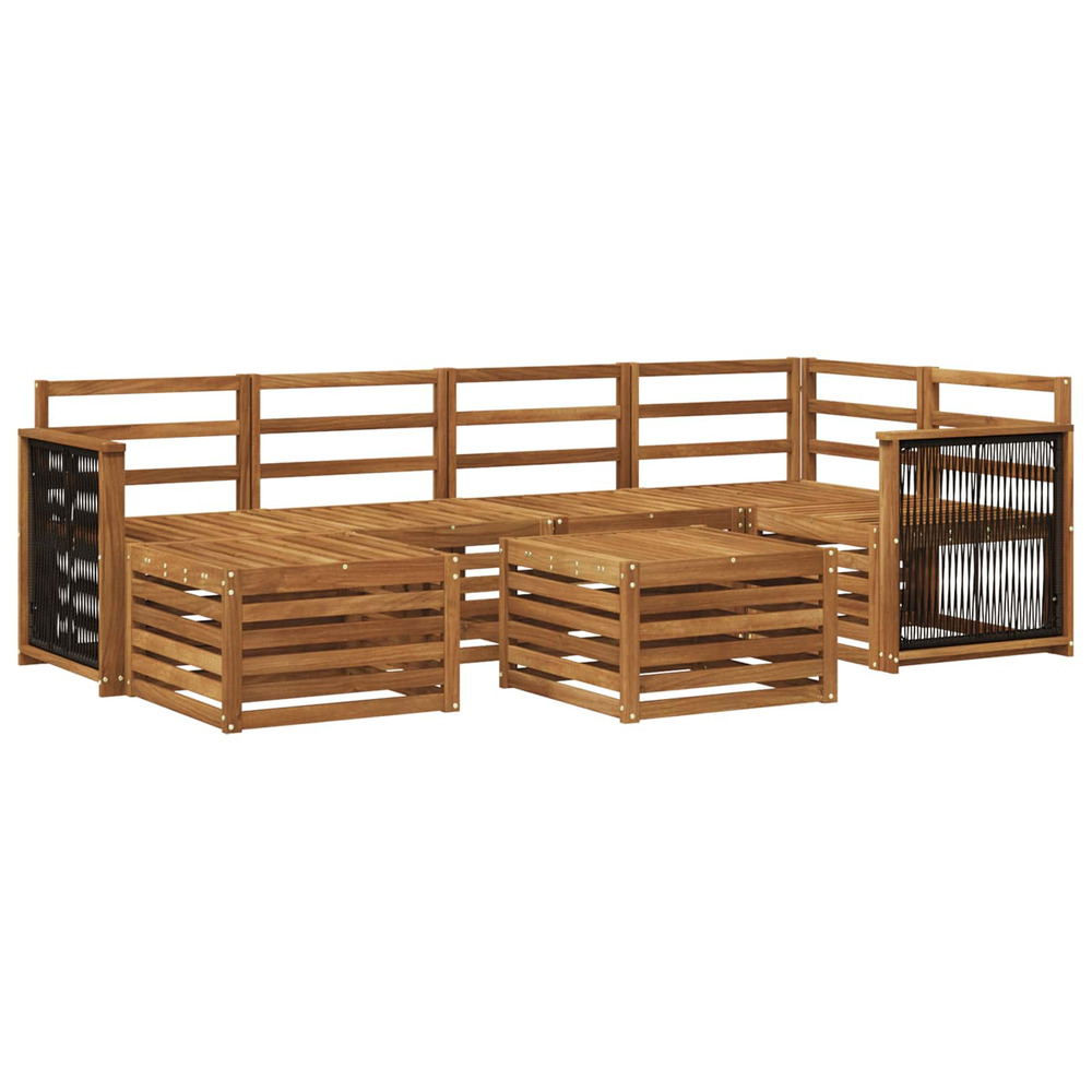 Ensemble de canapé d'angle 6 pcs naturel bois d'acacia massif
