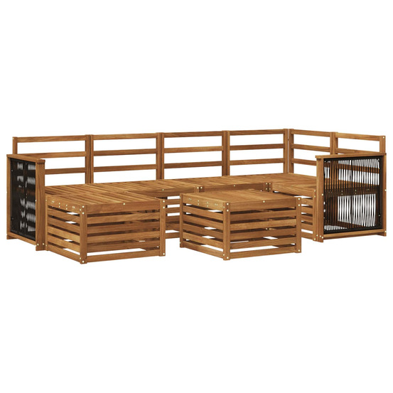 Ensemble de canapé d'angle 6 pcs naturel bois d'acacia massif