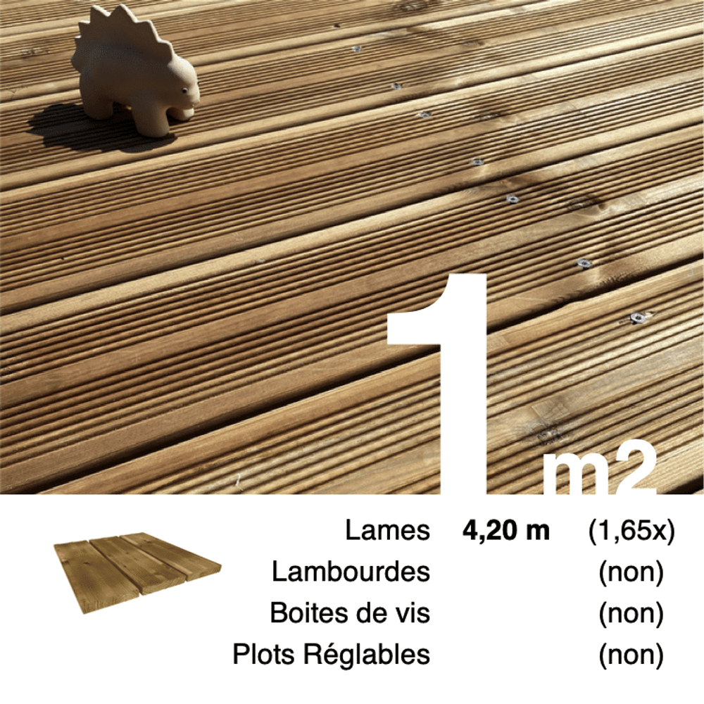 Lames de terrasse pin autoclave marron 27 x 145 mm • longueur 4,2 m • classe 3b • lot pour 1 m²