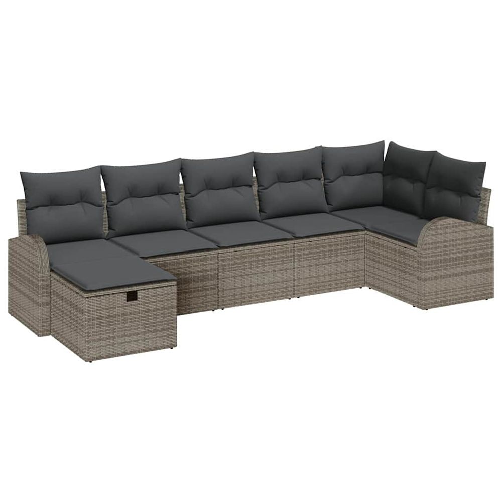 Ensemble de canapé de jardin 7 pc gris polyrotin