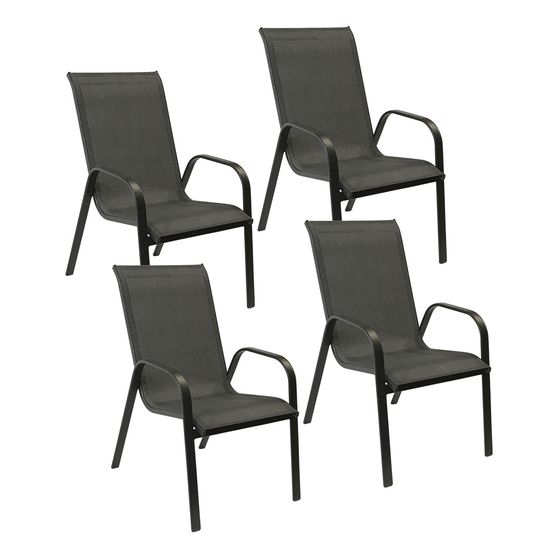 Lot de 4 chaises marbella en textilène gris - aluminium gris anthracite