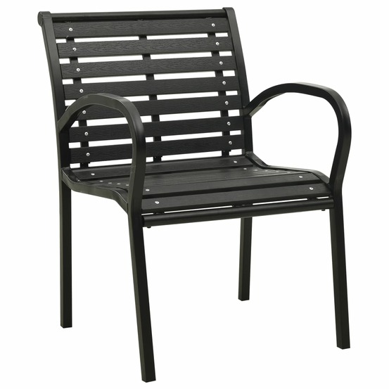 Chaises de jardin lot de 2 acier et wpc noir