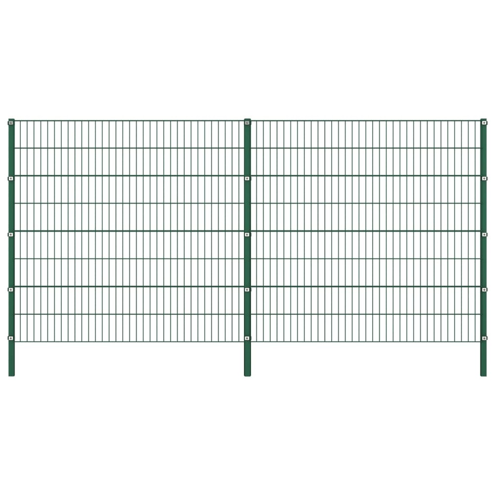 Panneau de clôture avec poteaux fer 3,4 x 1,6 m vert