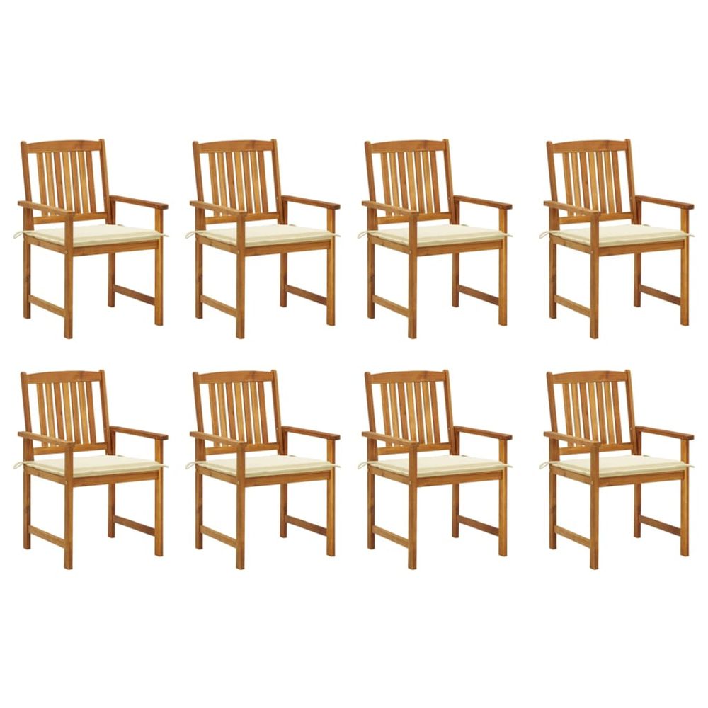 Chaises de jardin avec coussins lot de 8 bois d'acacia solide