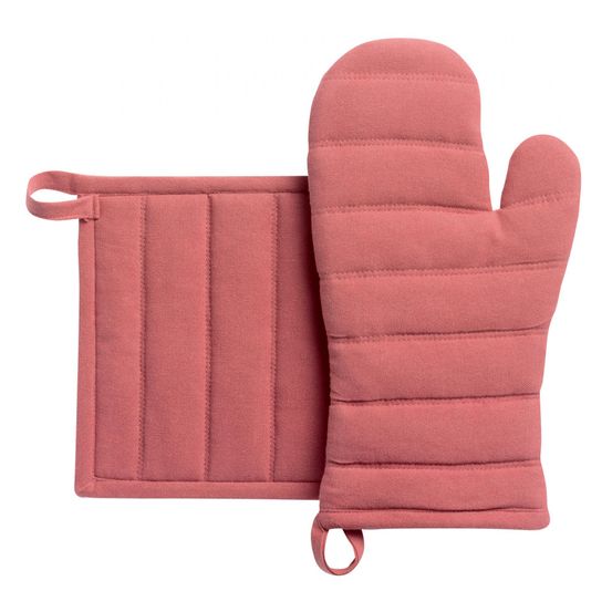 Lot gant de cuisine/manique recyclé jona bois de rose 15 x 30 cm