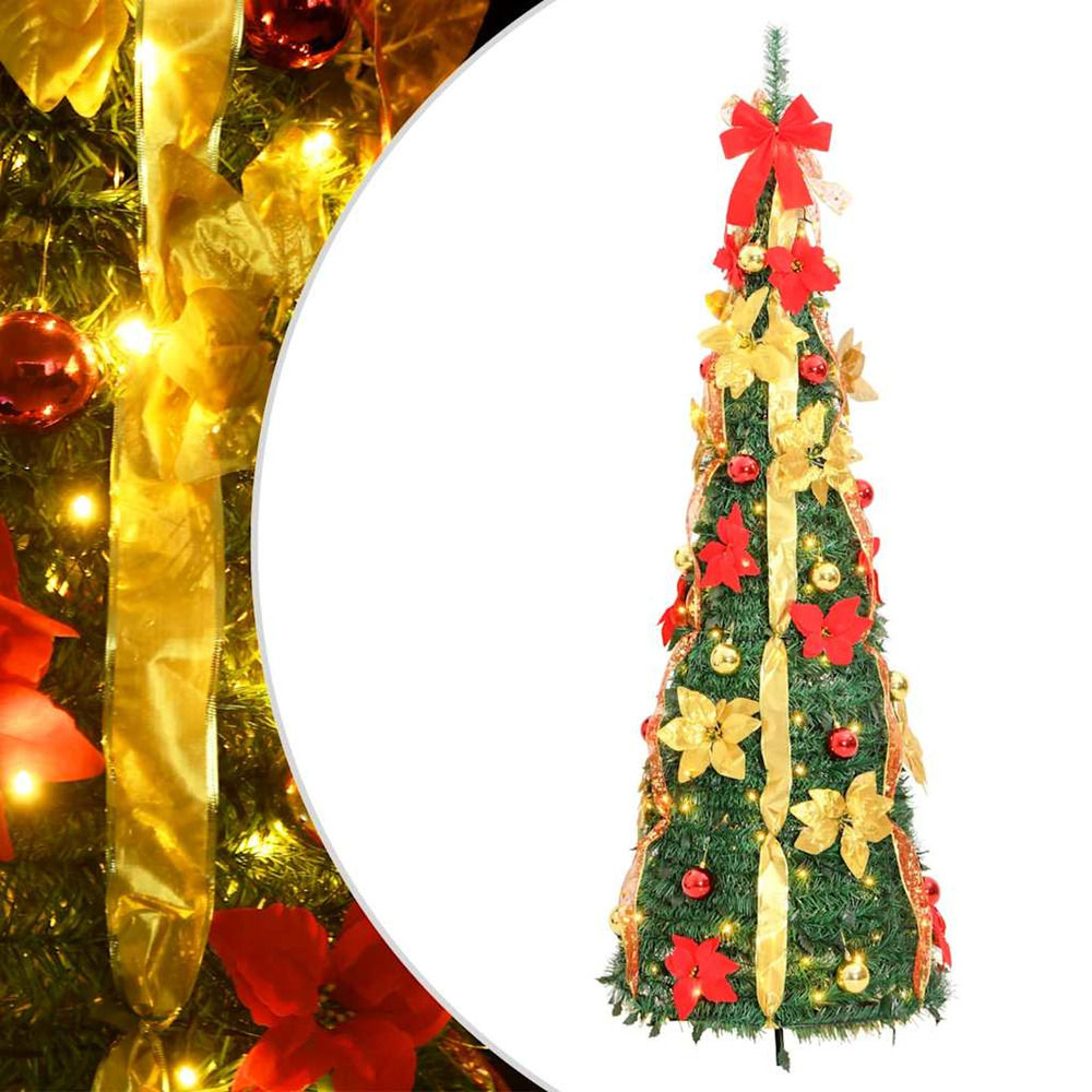 Sapin de noël artificiel escamotable 100 led vert 150 cm