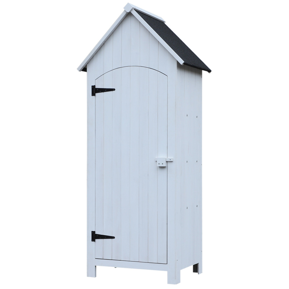 Armoire abri de jardin remise pour outils 3 étagères porte loquet toit pente bitumé dim. 77l x 54l x 179h cm bois sapin