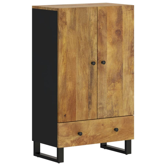 Buffet haut avec tiroir 60x33x100cm bois massif manguier et fer