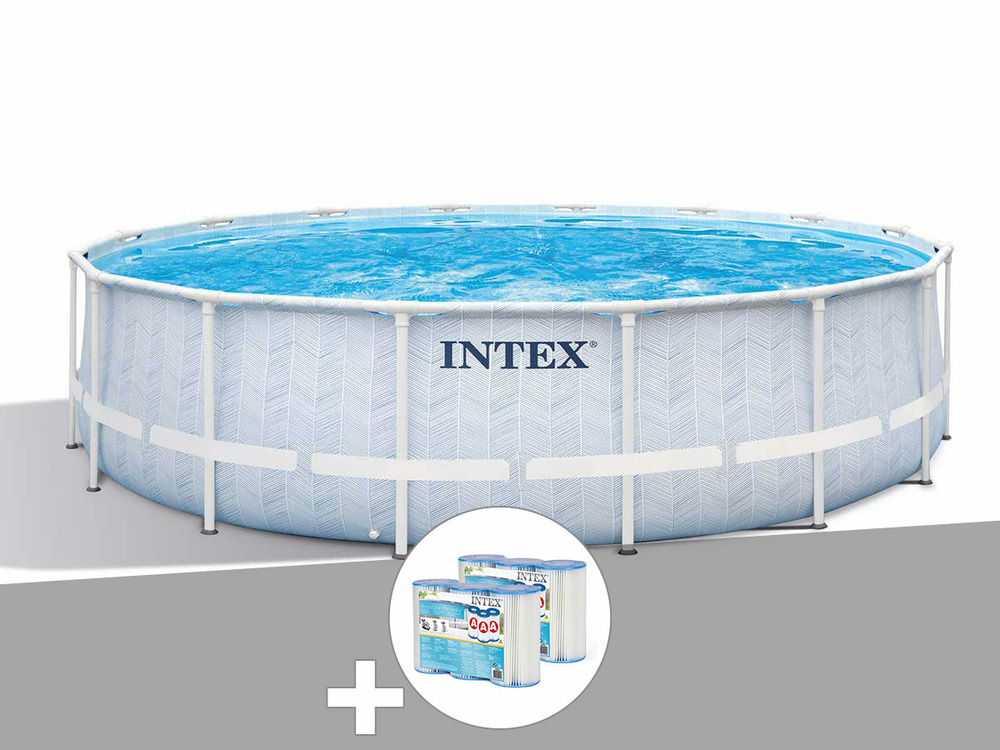 Kit piscine tubulaire chevron ronde 4,88 x 1,22 m + 6 cartouches de filtration