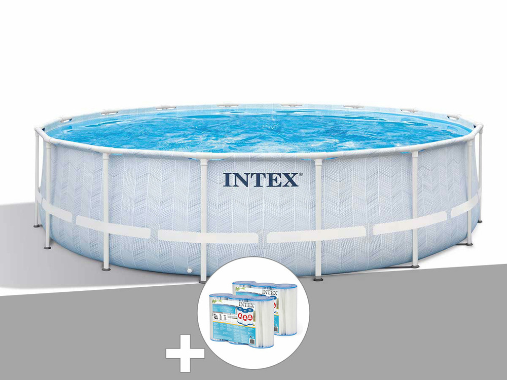 Kit piscine tubulaire  chevron ronde 4,88 x 1,22 m + 6 cartouches de filtration