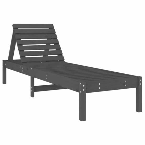 Chaise longue gris 199,5x60x74 cm bois massif de pin