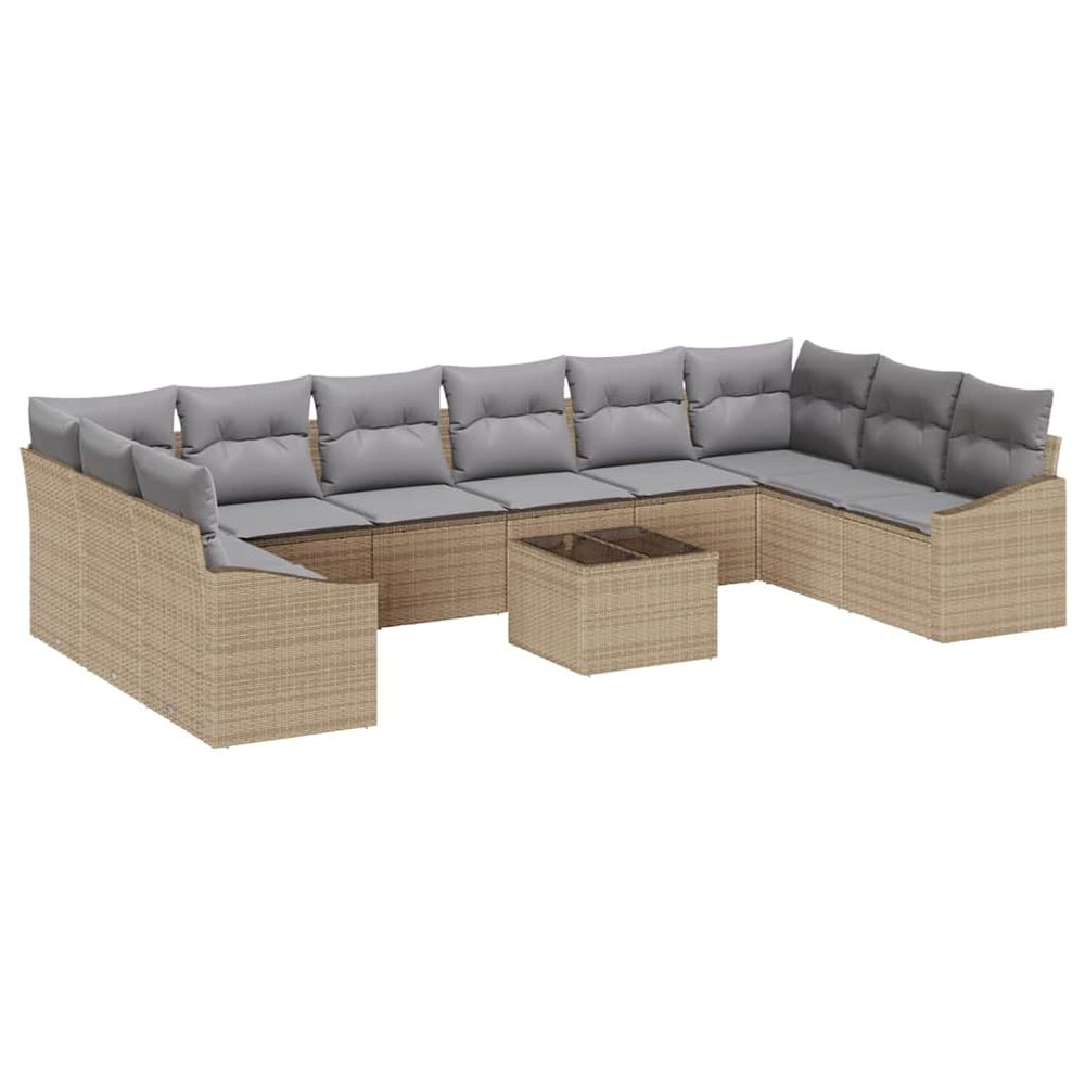 Ensemble de canapé de jardin beige et gris clair polyrotin