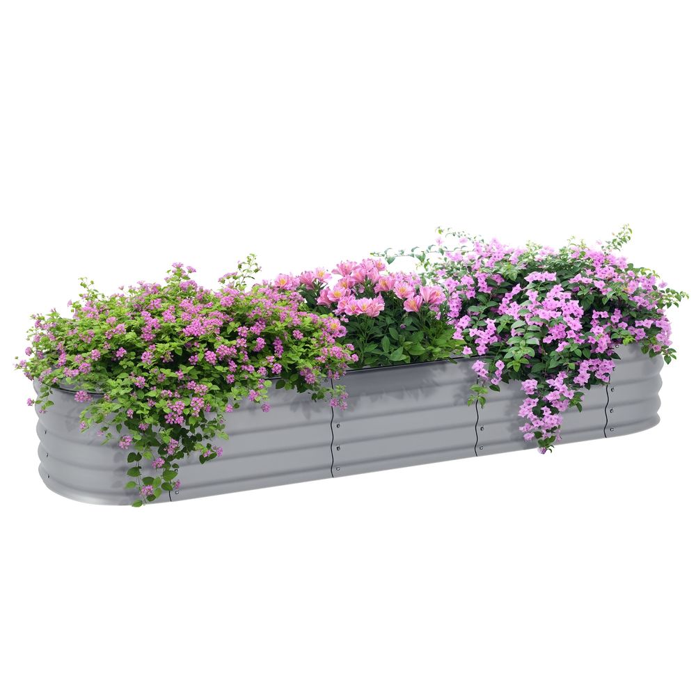 Grand carré potager modulable métal galvanisé jardin fond ouvert 195x62x30cm argent