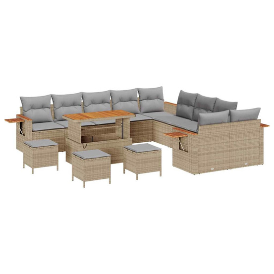 Ensemble de canapé de jardin 18 pcs beige et gris clair