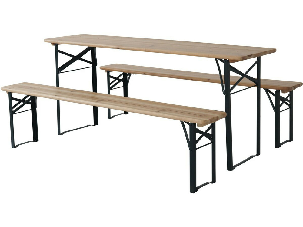 Table de jardin brasserie pliante avec 2 bancs 