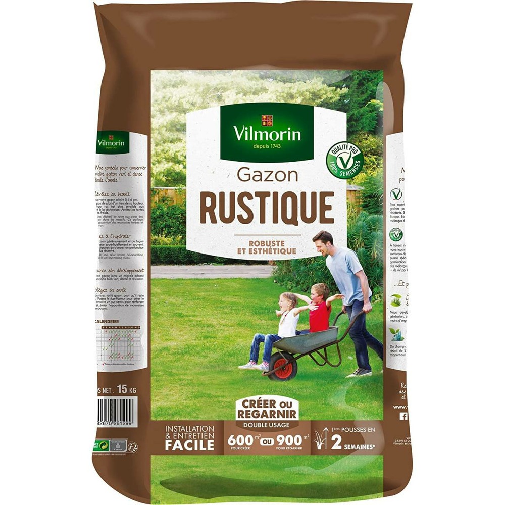 Gazon rustique vilmorin - sac de 15 kgs