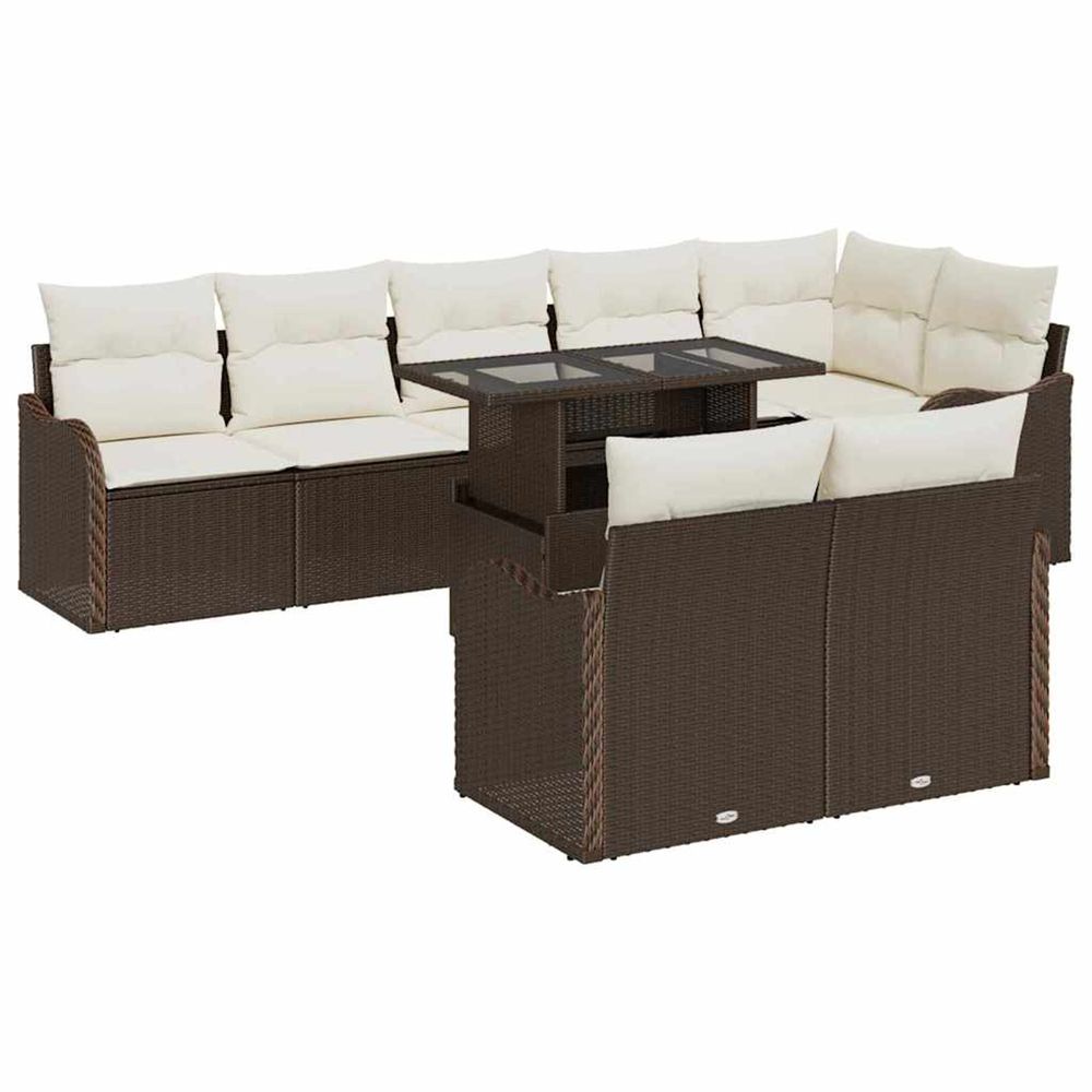 Ensemble de canapé de jardin 9 pc marron poly rattan