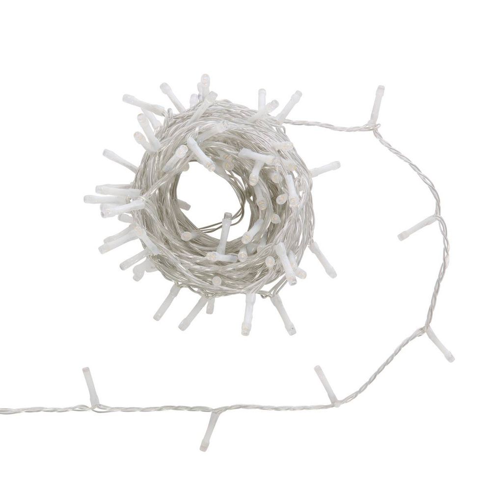 Guirlande lumineuse d'extérieur 10 m 133 led blanc chaud fil transparent 13 fonctions avec minuteur sur secteur