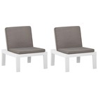 Chaises de salon de jardin avec coussins 2 pcs plastique blanc
