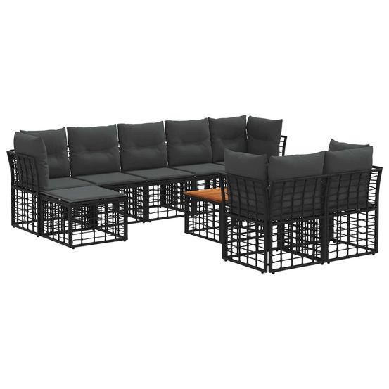 Ensemble de canapés d'extérieur 10 pc noir et gris foncé