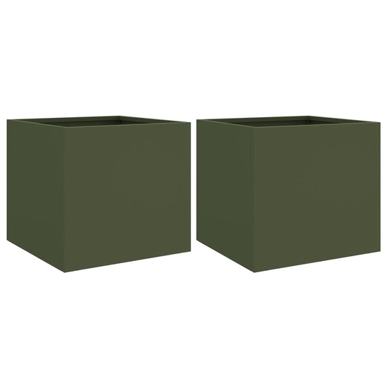 Jardinières 2 pcs vert olive 32x30x29 cm acier