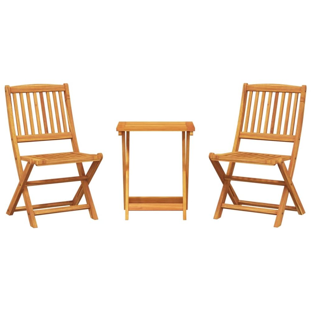 Ensemble à manger de jardin pliable 3 pcs bois d'acacia massif