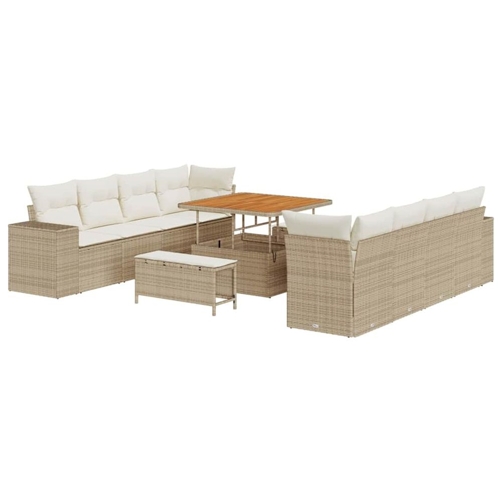 Ensemble de canapé de jardin 11 pc beige polyrotin