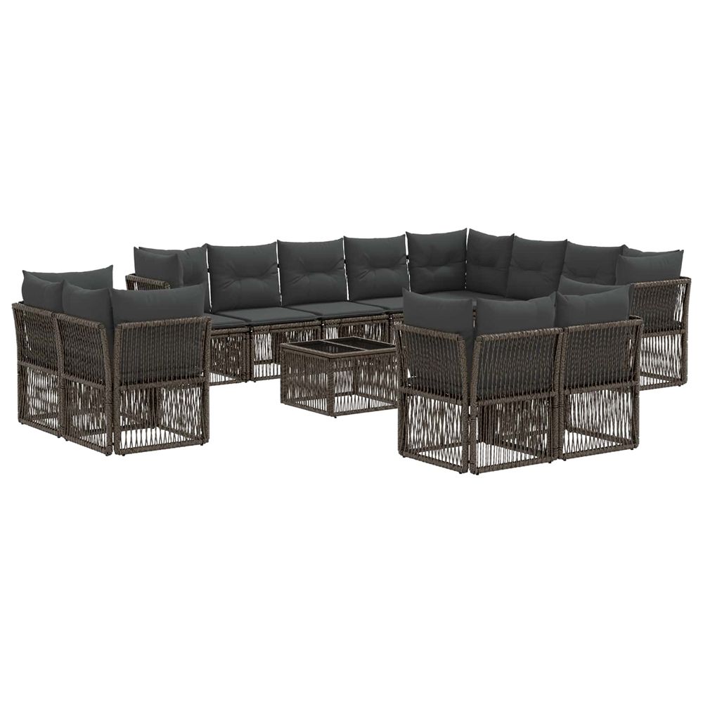 Ensemble de canapé de jardin 13 pc gris polyrotin